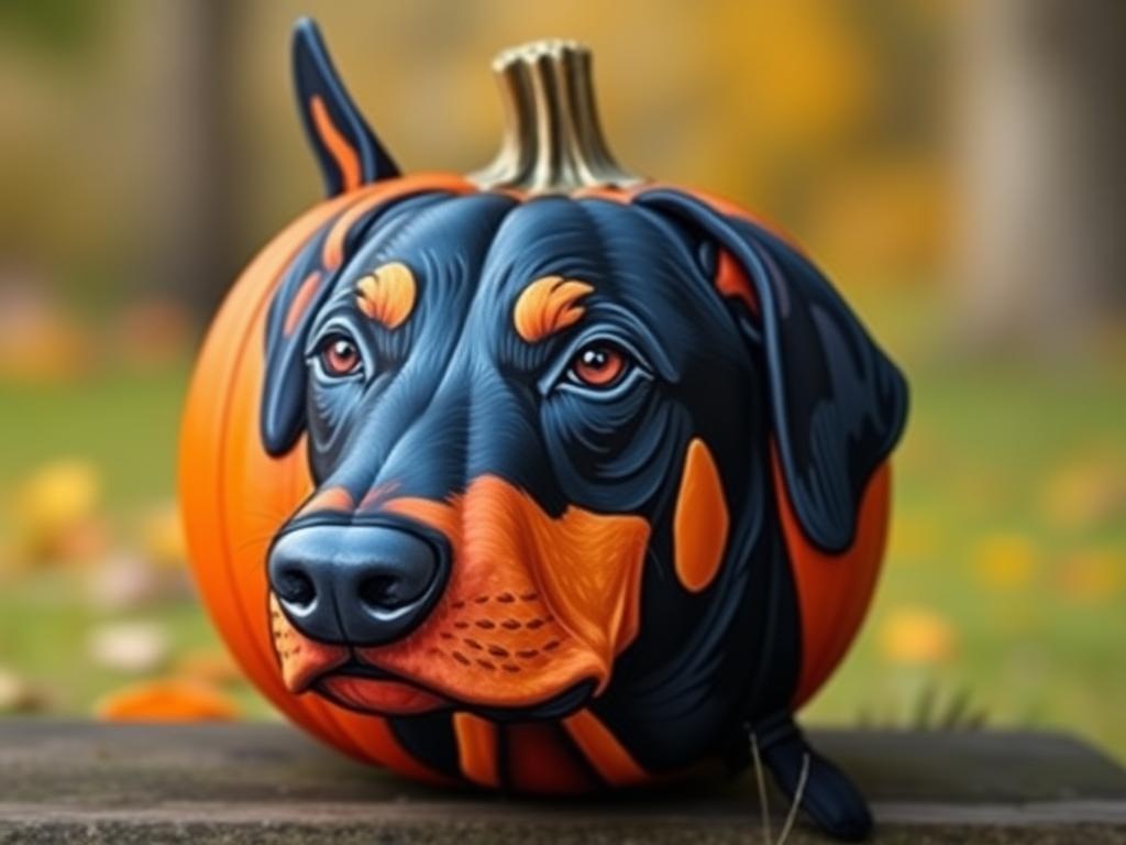 Pumpkin Painting Ideas with Doberman Designs for Halloween and Fall