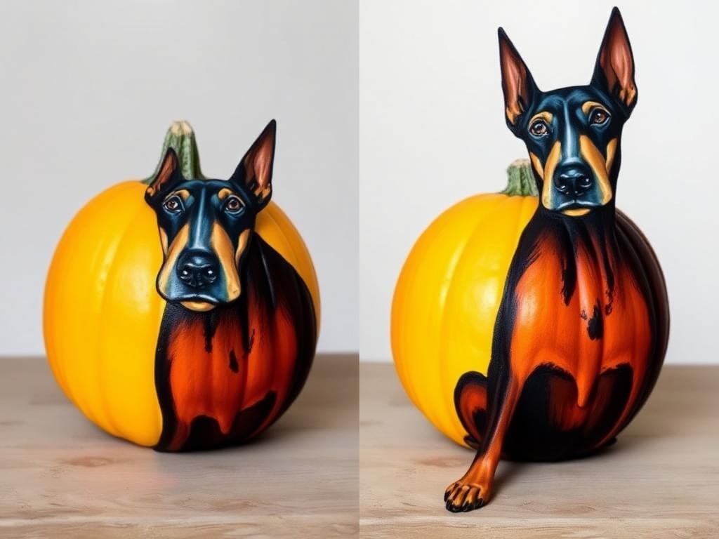 Pumpkin Painting Ideas with Doberman Designs for Halloween and Fall